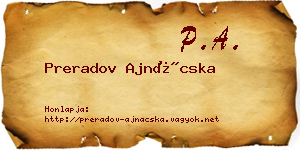 Preradov Ajnácska névjegykártya